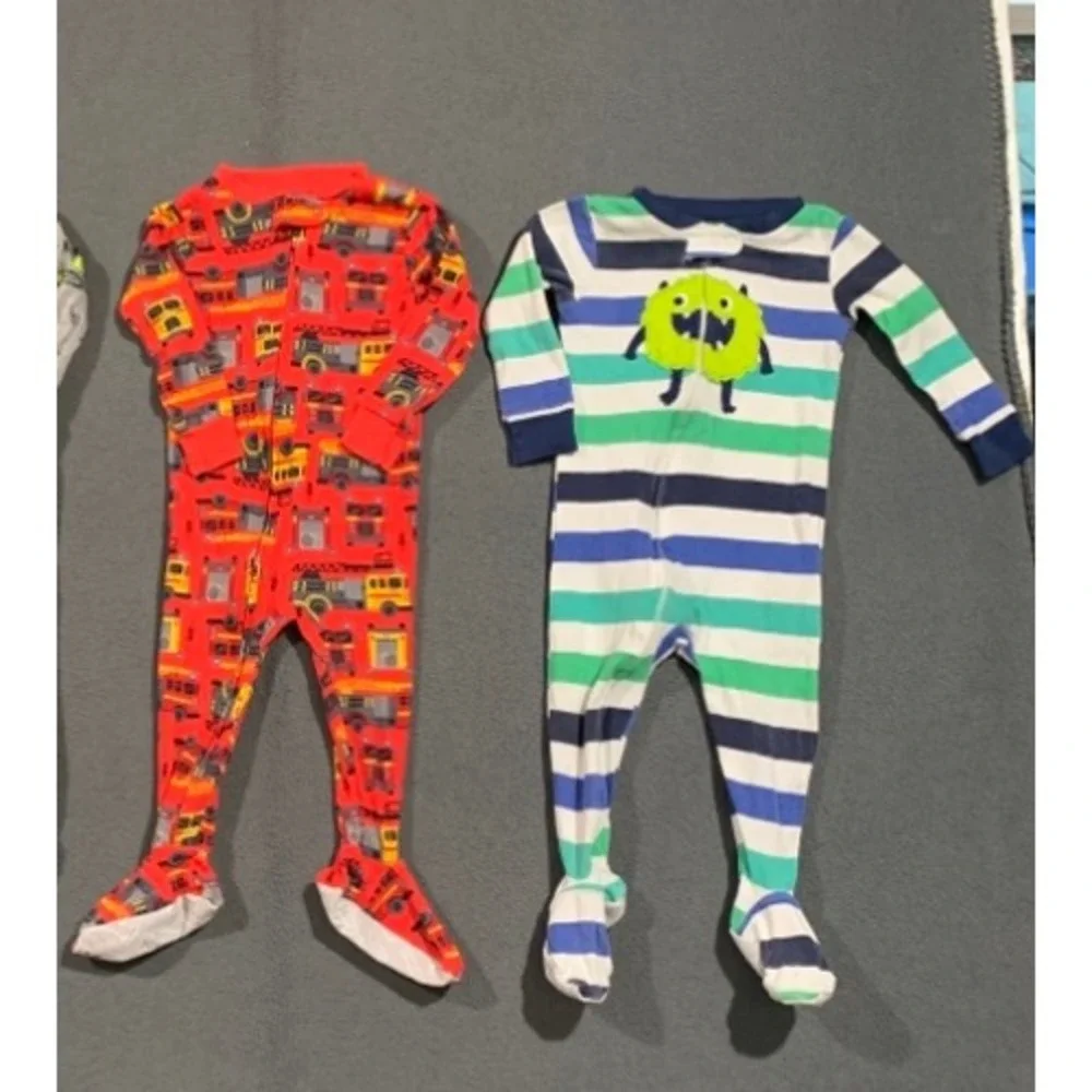 Simple Joys by Carters 12M Set of 2 Baby‎ Boys Footed Pajamas Fire Truck Monster
